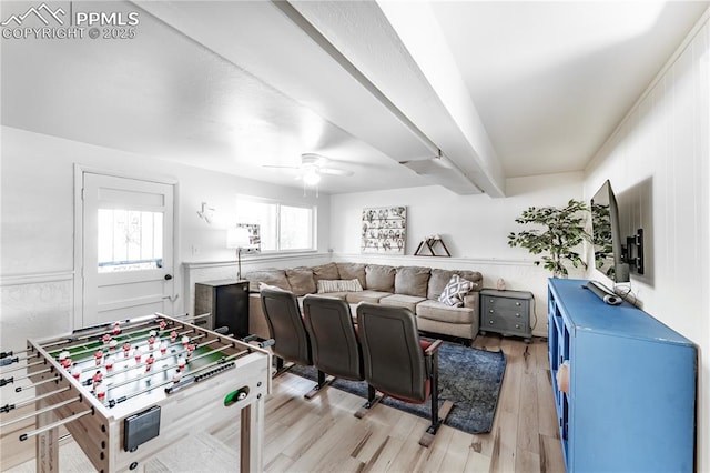 2506 Templeton Gap Rd, Colorado Springs, CO 80907 - living room with ceiling fan and light wood-style flooring