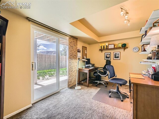 2186 Giltshire Dr, Colorado Springs, CO 80905 - home office featuring carpet flooring