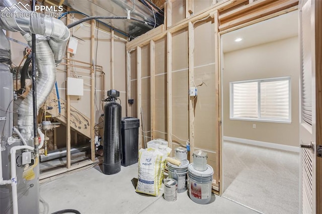 6259 Bearcat Loop, Colorado Springs, CO 80925 - basement featuring a water softener, recessed lighting, and baseboards