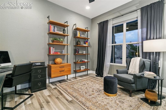 16244 Thunder Cat Way, Monument, CO 80132 - office with wood finished floors, baseboards, and recessed lighting
