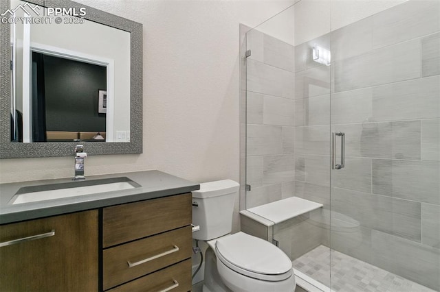 16244 Thunder Cat Way, Monument, CO 80132 - bathroom featuring toilet, vanity, and a stall shower