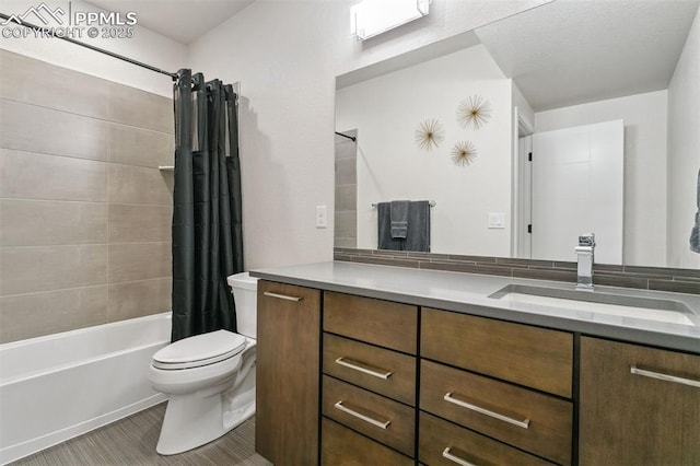 16244 Thunder Cat Way, Monument, CO 80132 - full bath featuring toilet, vanity, shower / bath combo with shower curtain, and tile patterned floors