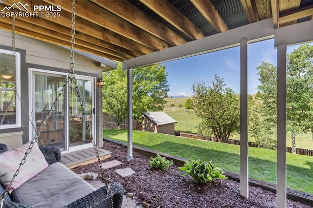 9131 Estebury Cir, Colorado Springs, CO 80920 - view of patio / terrace with an outbuilding
