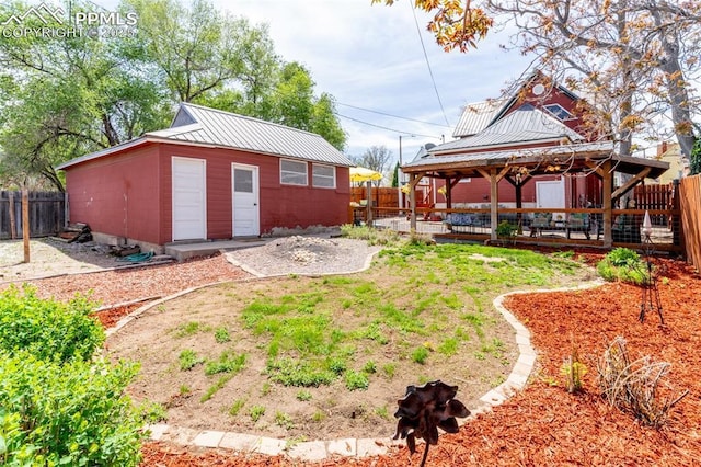 521 W Corona Ave, Pueblo, CO 81004 - fenced backyard with a gazebo and an outbuilding