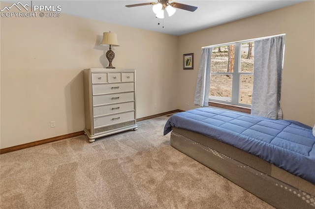 74 Buckskin Cir, Florissant, CO 80816 - bedroom with carpet floors, baseboards, and a ceiling fan