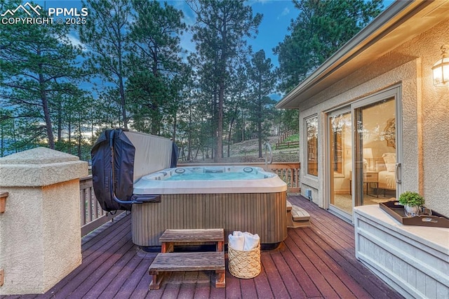 16150 Cliffrock Ct, Colorado Springs, CO 80921 - wooden deck with a hot tub
