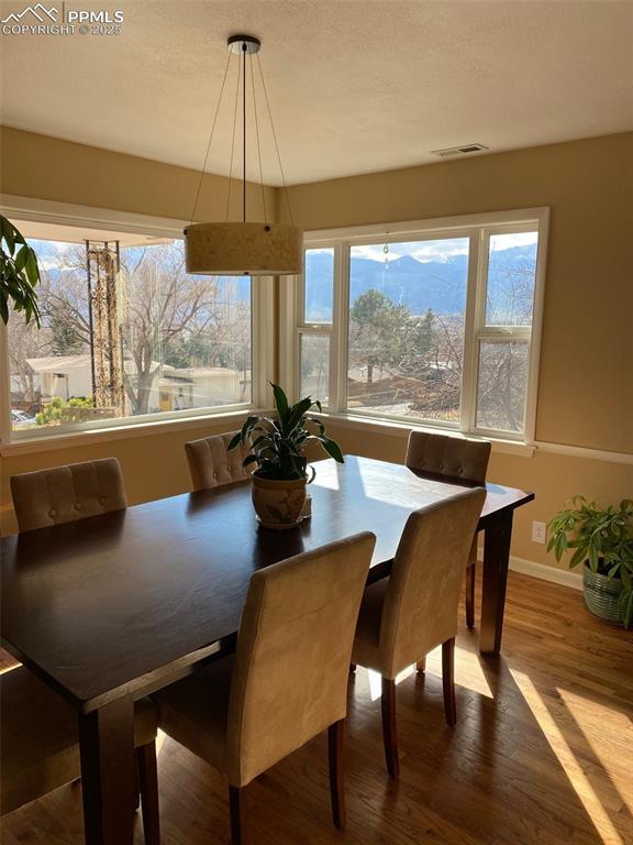 1304 Mount View Ln, Colorado Springs, CO 80907 - dining space with baseboards and dark wood finished floors
