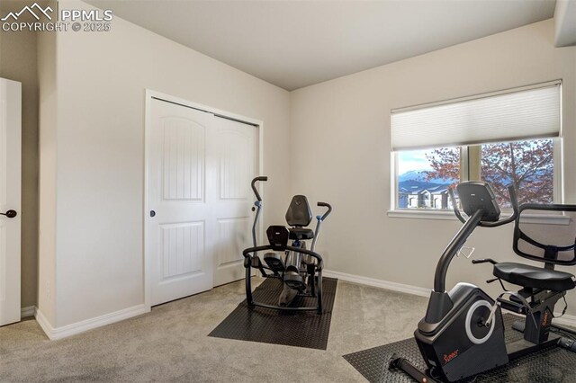 2062 Lone Willow Vw, Colorado Springs, CO 80904 - exercise area featuring carpet and baseboards
