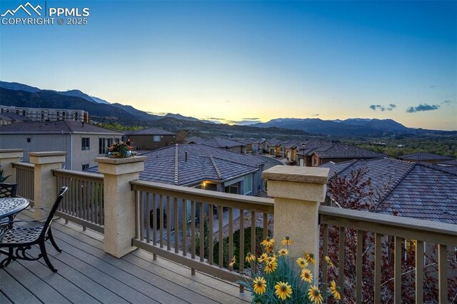 2062 Lone Willow Vw, Colorado Springs, CO 80904 - wooden deck with a mountain view and a residential view