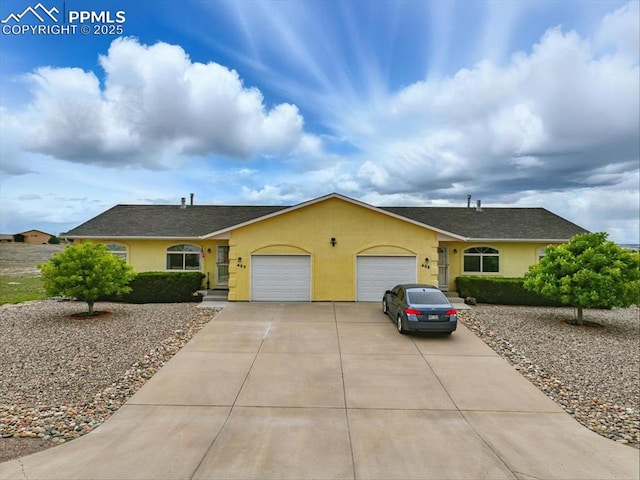 433 E Stardust Dr Unit 435, Pueblo, CO 81007 - ranch-style house with an attached garage, stucco siding, driveway, and roof with shingles