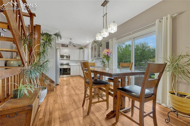 115 N 24th St, Colorado Springs, CO 80904 - dining room featuring light wood-type flooring and ceiling fan