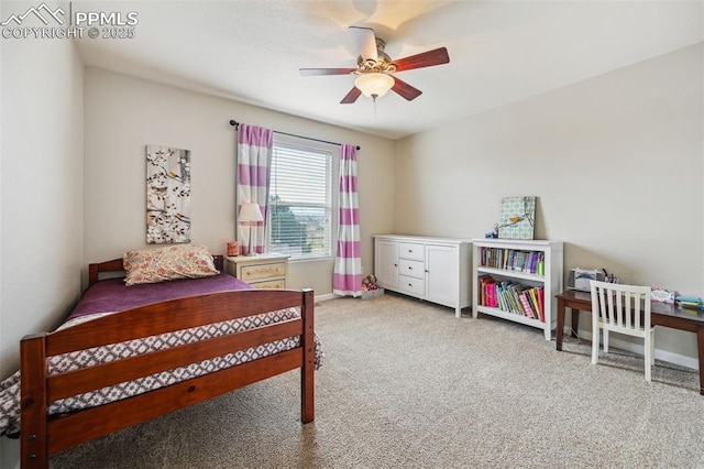 8445 Jacks Fork Dr, Colorado Springs, CO 80924 - bedroom featuring light carpet, baseboards, and ceiling fan
