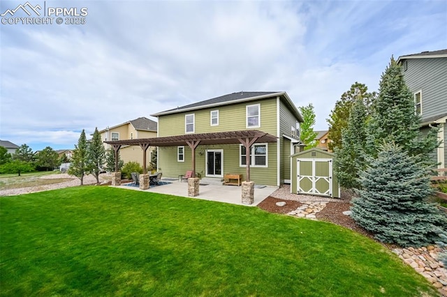 8445 Jacks Fork Dr, Colorado Springs, CO 80924 - rear view of property with a pergola, a patio, and a yard