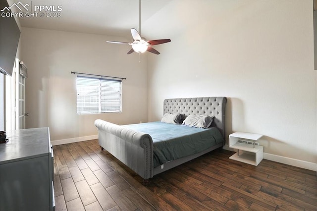 7719 Paca Pl, Fountain, CO 80817 - bedroom with dark wood-style floors, baseboards, and ceiling fan