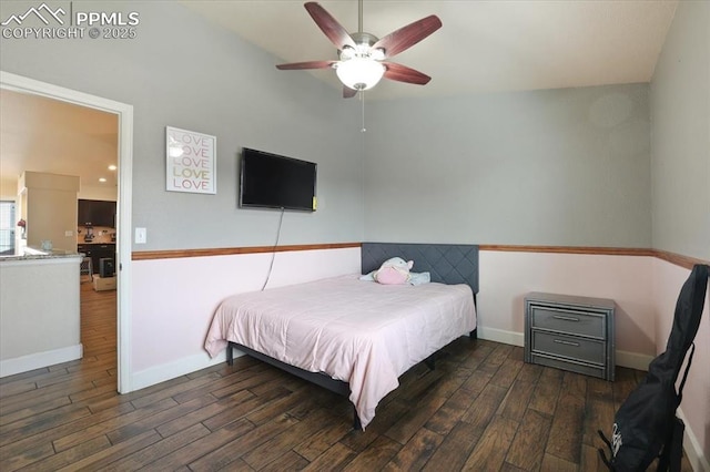 7719 Paca Pl, Fountain, CO 80817 - bedroom featuring wood finished floors, baseboards, and ceiling fan