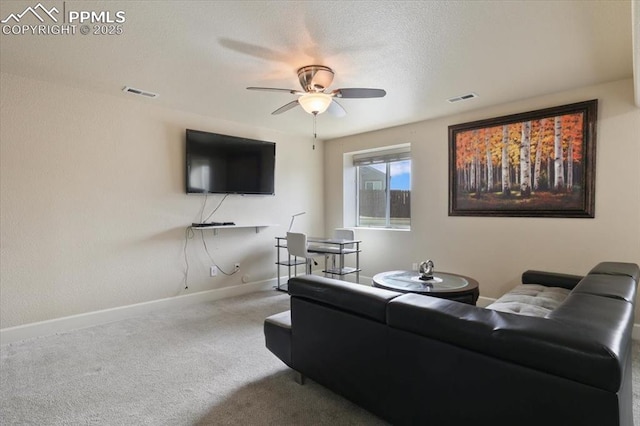 7719 Paca Pl, Fountain, CO 80817 - living area with ceiling fan, baseboards, and carpet flooring
