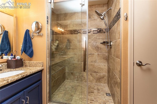 1053 Kings Crown Rd, Woodland Park, CO 80863 - full bath with vanity and a stall shower