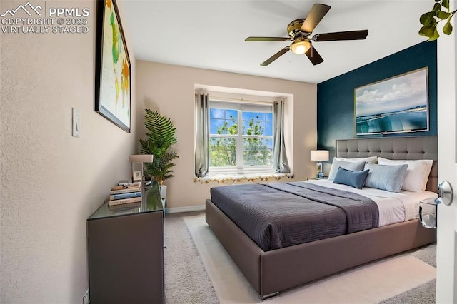 9883 Red Sage Dr, Colorado Springs, CO 80920 - bedroom featuring carpet floors, baseboards, and ceiling fan
