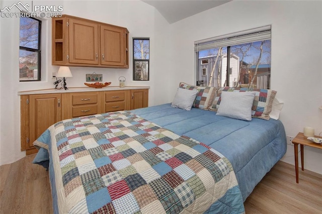 65 Sunshine Loop, Fairplay, CO 80440 - bedroom with light wood-type flooring and lofted ceiling