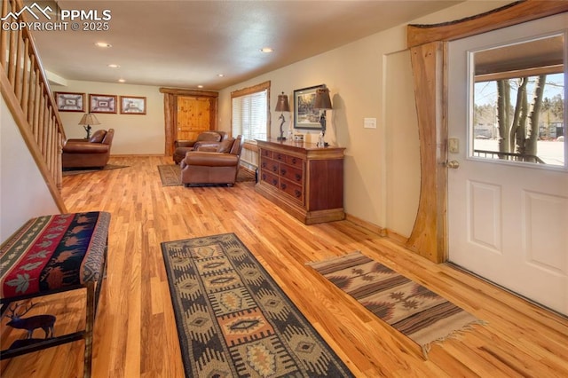 65 Sunshine Loop, Fairplay, CO 80440 - foyer featuring wood finished floors, stairway, and recessed lighting