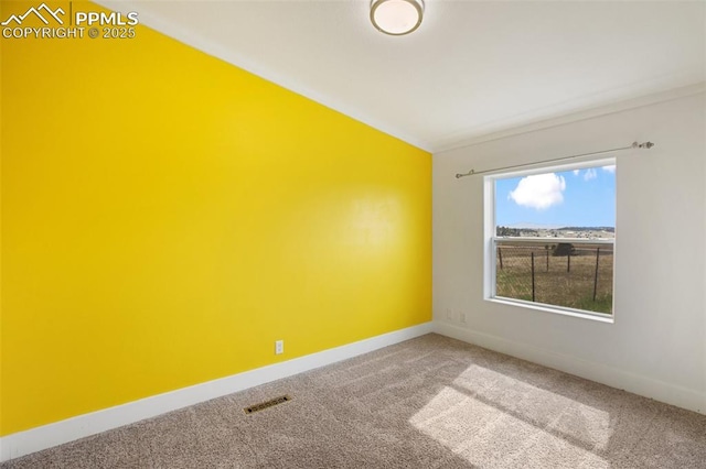 527 Golden Grain Ln, Divide, CO 80814 - unfurnished room featuring carpet floors, baseboards, and lofted ceiling