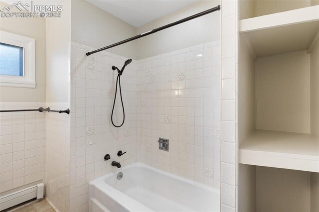 15 W Brookside St, Colorado Springs, CO 80905 - bathroom with a baseboard heating unit and bathtub / shower combination