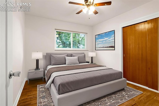 1604 E Kiowa St, Colorado Springs, CO 80909 - bedroom with wood finished floors and a ceiling fan