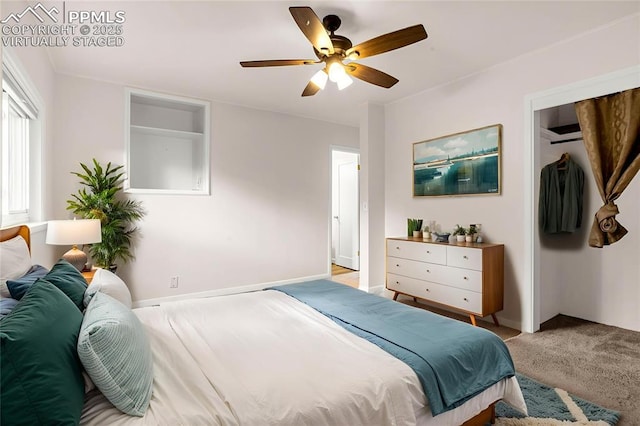 1604 E Kiowa St, Colorado Springs, CO 80909 - bedroom with carpet, a ceiling fan, and a closet