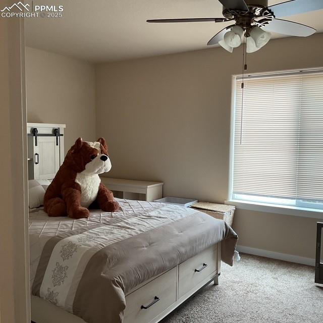 71 Mt Elbert Dr, Florissant, CO 80816 - carpeted bedroom with baseboards and a ceiling fan