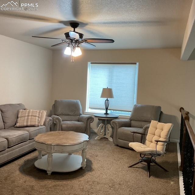 71 Mt Elbert Dr, Florissant, CO 80816 - carpeted living room with a ceiling fan