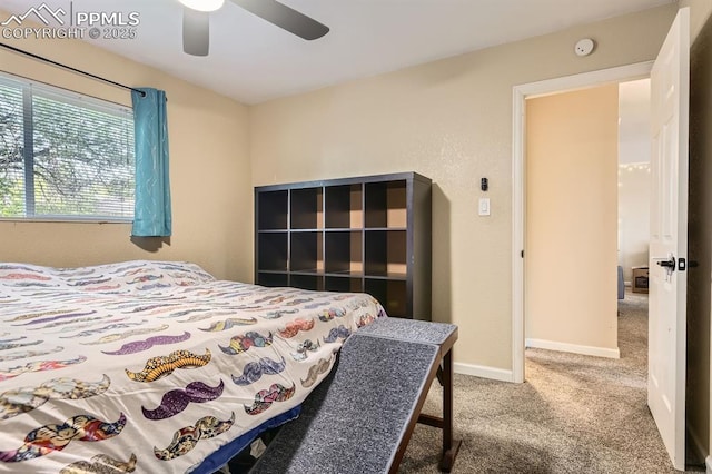3566 Verde Dr, Colorado Springs, CO 80910 - carpeted bedroom featuring baseboards and a ceiling fan