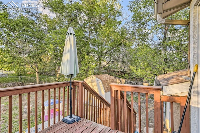 3566 Verde Dr, Colorado Springs, CO 80910 - wooden deck featuring a fenced backyard