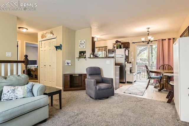 3566 Verde Dr, Colorado Springs, CO 80910 - living area with a chandelier and light carpet
