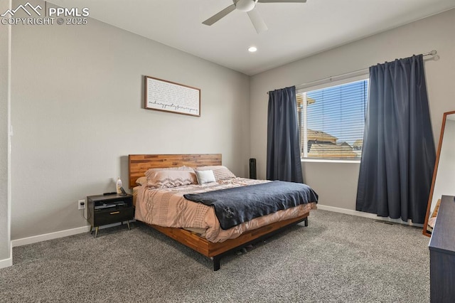 10192 Kentwood Dr, Colorado Springs, CO 80924 - bedroom with baseboards, carpet flooring, ceiling fan, and recessed lighting