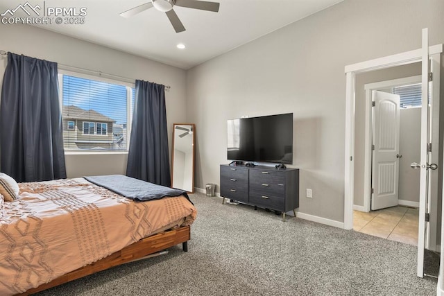 10192 Kentwood Dr, Colorado Springs, CO 80924 - bedroom with carpet flooring, baseboards, and a ceiling fan
