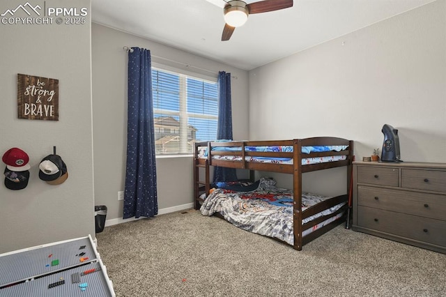 10192 Kentwood Dr, Colorado Springs, CO 80924 - bedroom with carpet, baseboards, and a ceiling fan