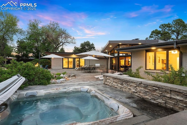312 Lake Ave, Colorado Springs, CO 80906 - view of swimming pool with an outdoor hot tub, a patio area, and outdoor dining space