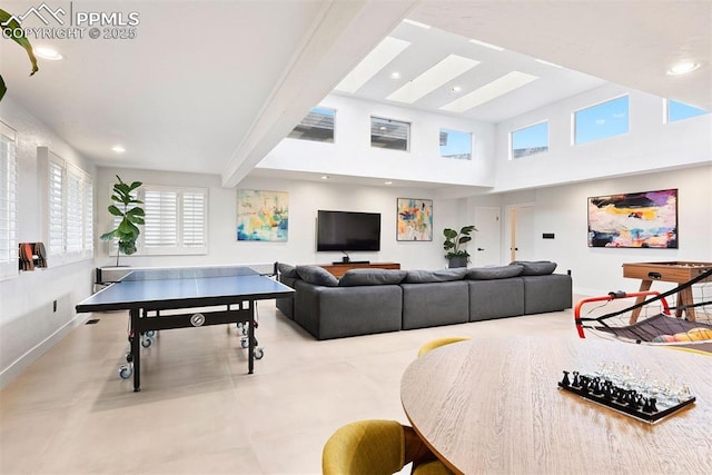 312 Lake Ave, Colorado Springs, CO 80906 - game room featuring baseboards, recessed lighting, and beam ceiling