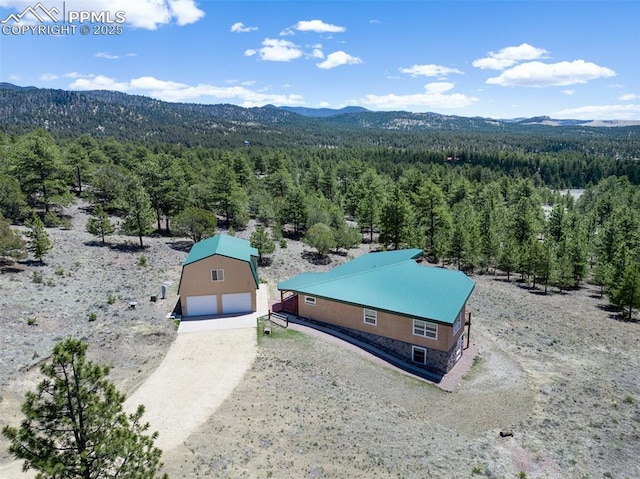 610 Matterhorn Cir, Westcliffe, CO 81252 - aerial view of property and surrounding area with a heavily wooded area and mountains