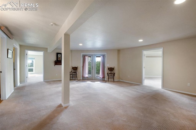 610 Matterhorn Cir, Westcliffe, CO 81252 - spare room featuring light colored carpet, french doors, baseboards, and recessed lighting