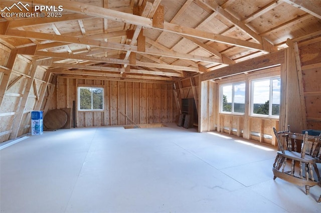 610 Matterhorn Cir, Westcliffe, CO 81252 - miscellaneous room featuring lofted ceiling and concrete flooring