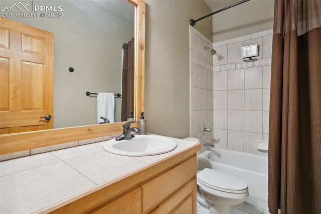 20190 Deer Shadow Way, Monument, CO 80132 - full bathroom featuring shower / bath combination with curtain, toilet, and vanity