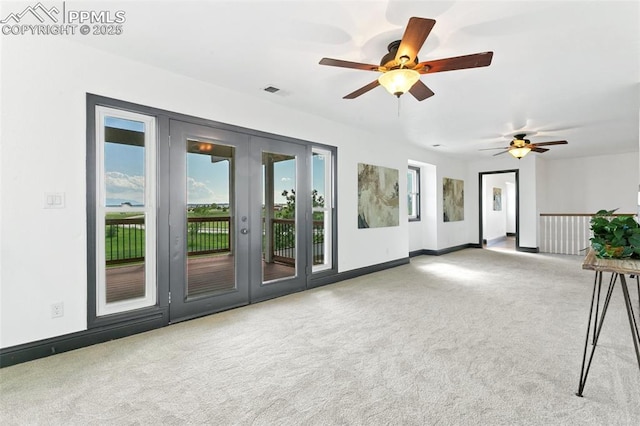 16030 Alta Plaza Cir, Peyton, CO 80831 - carpeted empty room featuring ceiling fan and french doors