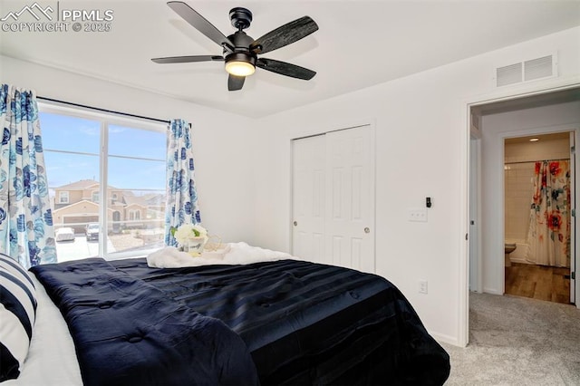 10046 Keating Dr, Peyton, CO 80831 - bedroom with carpet flooring, a closet, a ceiling fan, and baseboards