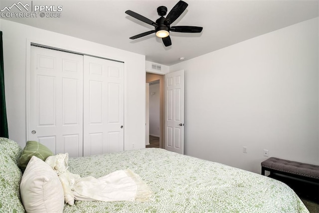 10046 Keating Dr, Peyton, CO 80831 - bedroom featuring a closet and a ceiling fan