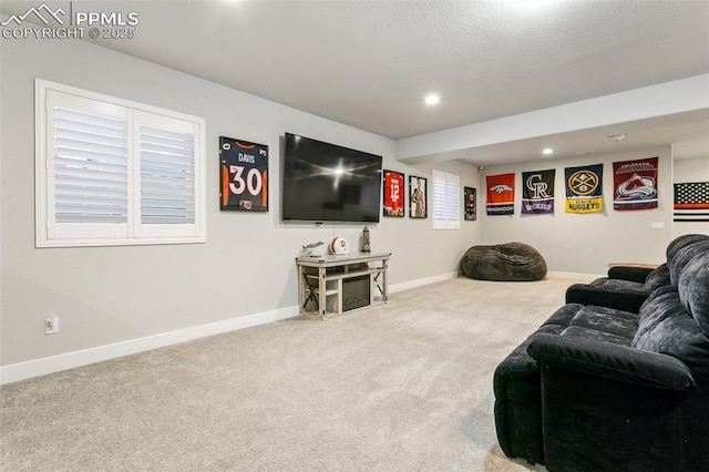 5799 Adkisson Pl, Colorado Springs, CO 80924 - carpeted living room with baseboards and recessed lighting