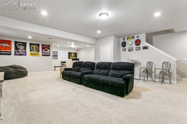 5799 Adkisson Pl, Colorado Springs, CO 80924 - carpeted home theater with recessed lighting, baseboards, and a textured ceiling