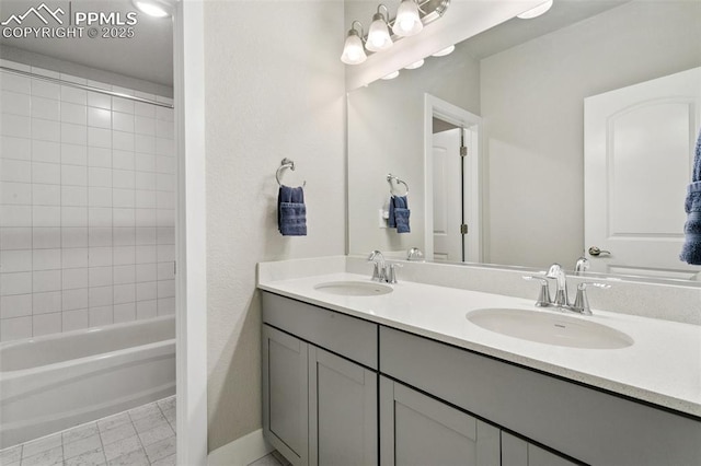 5799 Adkisson Pl, Colorado Springs, CO 80924 - full bathroom featuring double vanity and shower / tub combination