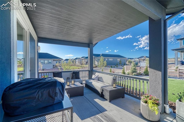 9473 Bugaboo Dr, Colorado Springs, CO 80924 - view of patio with an outdoor hangout area, a residential view, and grilling area