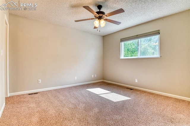 4472 Eastcrest Cir, Colorado Springs, CO 80916 - carpeted empty room with a textured ceiling, baseboards, and ceiling fan